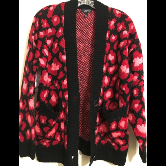 topshop animal print cardigan